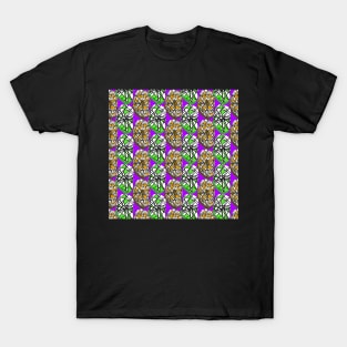 Abstract Purple 80s Memphis Design Scribble Shapes Pattern T-Shirt